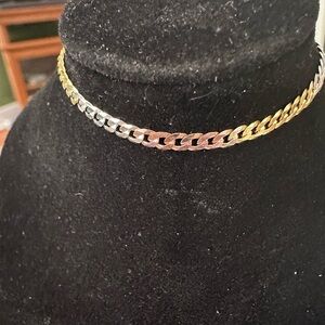 Tri-Color Cuban Link Bracelet 6" Multicolor Unisex Anniversary Gift